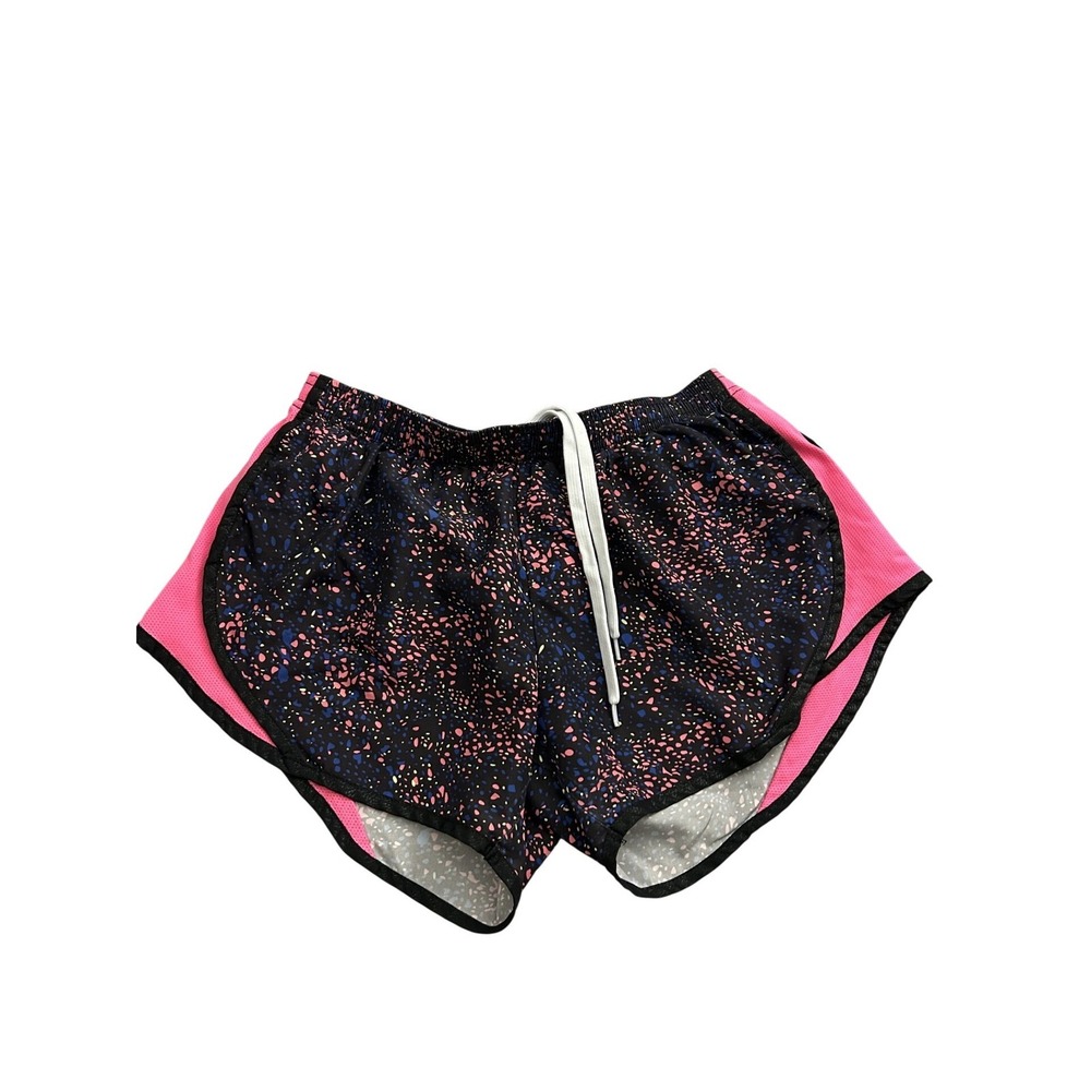 VTG Running Shorts Junior Medium Black Pink Splatter Low Rise Excellent Active